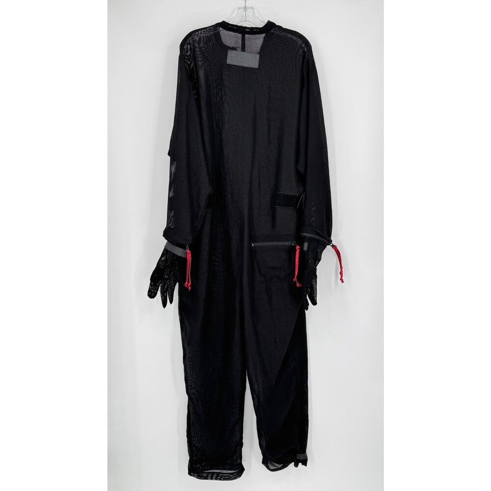 Darker Wavs Dolls Kill Black Mesh Grunge Punk Zip Up Utility Jumpsuit Sz XL - Picture 3 of 8
